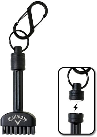Callaway Golf Mini-Mag Magnetische Schlägerbürste, kompakte Golfschlägerbürste, Rillenreiniger, Golftaschen-Zubehör, Abnehmbarer Magnet, langlebige Schrubben Nylonborsten