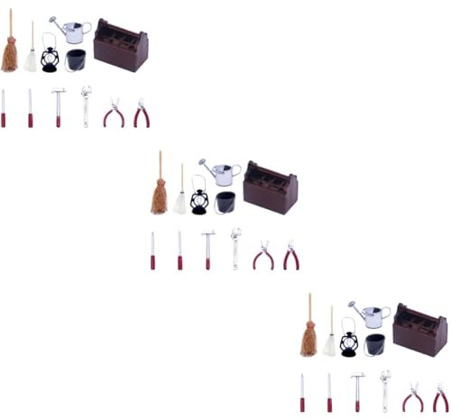 SAFIGLE 3sätze Mini Werkzeugkasten Modell Für Puppenhaus Teiliges Mit Miniaturwerkzeugen Und Deko-zubehör Für Kreative Gestaltung Von Mini-häusern Und Szenen