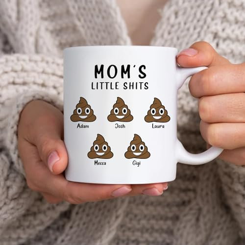 zouwii Taza Con Emoji De Mamá De 11 Oz, Taza Para El Día De La Madre Para Mamá, Regalo Divertido Personalizado Para Mamá, Taza De Abuela, Taza Personalizada Divertida De Mamá Con Nombres De Niños