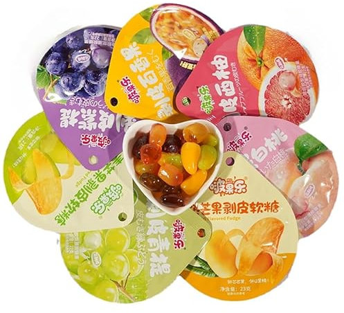 Fruit Peeled Gummies, White Peach Grape Mango Fruit Soft Candy, Fruit Flavor Chewing Candy, Wedding Candy, Sweets, Instant Pastry, Casual Snacks, Candy Snack Gift Package (7 flavors random,2 bags)