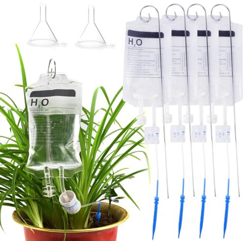 BIGP Lot de 4 Sacs Darrosage Automatique, Arrosage Plante Vacances, Arrosage Automatique Interieur, 350 ml Système D'irrigation des Plantes Réglable, Dispositif D'arrosage Automatique Réglable