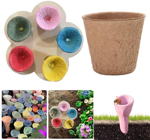 Bienen Insekten Trinkbecher,Bienenbecher für Garten,Bienen Wasser becher für Bienengarten,Bienenbecher für durstige Bestäuber,Blumenförmiger Bienen Wasserspender mit Kindergartenbecher (Mehrfarbig)