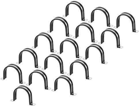 Unifizz Lot de 16 colliers de serrage de 63 mm, colliers de serrage isolés en caoutchouc en acier inoxydable 304 en forme de U pour tuyau