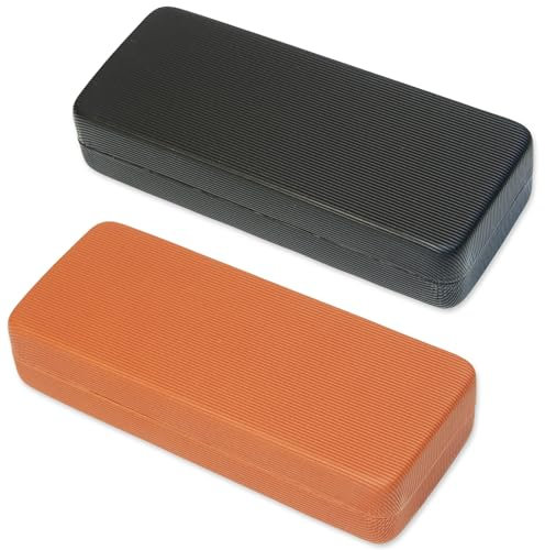 K KAREZOG Brillenetui Hardcase 2 Stücke,Brillenetui Tragbares PU-Leder Glasses Case,Brillen Etui mit Vertikale Streifenstruktur, Brillene tui Hartschale Damen Herren,Sonnenbrillen Etui