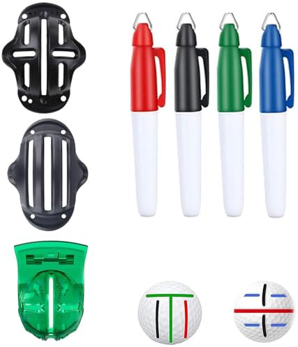 JNGTKL 7Pcs Golf Ball Markers, Golf Cushion Template Push Rod Marking Tool Linear Calibration Kit, Golf Ball Scribe Alignment Tool, Golf Accessory Tool, Used for Golf Balls Calibration
