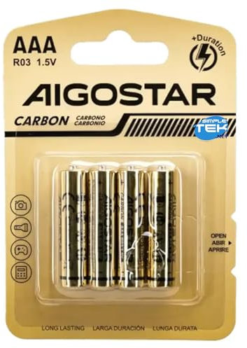 SIMPLETEK - AAA-Batterien Mini Typ Karbon R03, 1,5 V, nicht wiederaufladbare (Packung mit 4 Batterien)