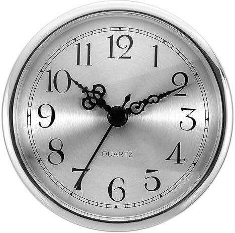 PATIKIL 90mm Quarz Uhrwerk Wanduhr, Stille Arabische Ziffern Kaminuhren, Ersatz für Tischuhr, Stehuhr, Standuhr (Silberfarben, Stil 2)