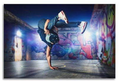 Tanzposter B-Boy Breakdance mit einhändigem Handstand, coole Bewegungen, dekorative Leinwand, Familienschlafzimmer, Kunstwerk, Bild, Gemälde, 40 x 60 cm