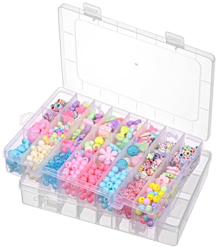 Szaboviktoria 2PCS Cajas de Clasificación con 24 Compartimentos – Caja de Almacenamiento para Pequeños Elementos, adecuada para Materiales de Manualidades, Herramientas de Costura, Joyería