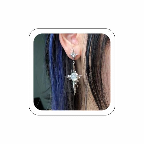 Wendalern Boho Stern Kreuz Ohrringe Mondstein Schmetterling Quaste Baumeln Ohrringe Silber Northstar Ohrstecker Unregelmäßig Lava Kreuz Aussage Ohrschmuck Y2k Schmuck Für Frauen