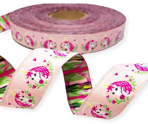 Webband Einhörner | 1m lang | 2,20 EUR/m | für Schultüten und Einschulungsgeschenke | 17 mm breit Meterware