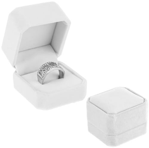 Tucnoeu 2pcs Ringbox Hochzeit, Samt Ring Box, Ringschachtel für Verlobung, Hochzeit, Valentinstag, Geburtstag(Weiß)