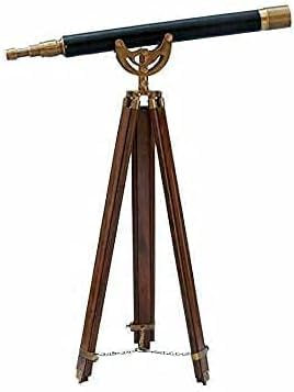 Télescope nautique en laiton noir avec trépied en bois vintage réplique en laiton | Spyglass et décoration de collection