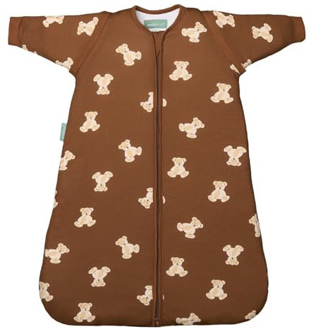 molis&co - Baby Schlafsack Neugeborene Abnehmbare Ärmel - Babyschlafsack 1 tog - Leicht gepolstert - 100% Baumwolle (Oeko-TEX 100), Premium Qualität - Teddy Mocca (12-18 Monate)