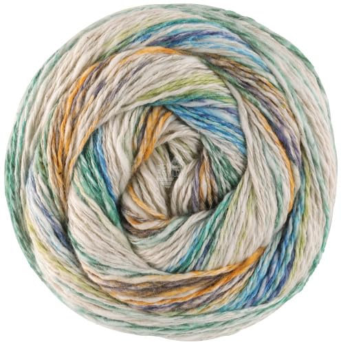 LANA GROSSA Gomitolo Hippie | Baumwoll-Leinengarn mit Hanffasern und Effektstreifen-Druck | Handstrickgarn aus 66% Baumwolle, 30% Hanf & 4% Leinen |100g Wolle zum Stricken & Häkeln | 300m, FB 3033