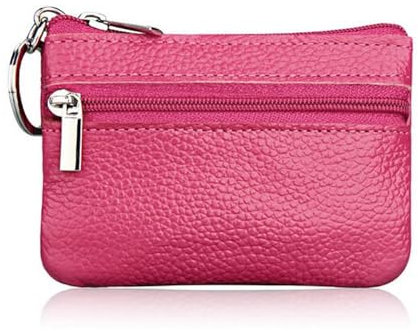HUIJIQX Moda Donne Del Cuoio Del Raccoglitore Frizione Uno/Due Zip Femminile Breve Piccola Borsa Della Moneta Design Morbido Mini, 1 Zip-Hot Pink, Taglia unica