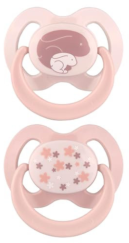 babynova Silikon Schnuller 2er-Set mit Sterilisationsbox - Schnuller Größe 1, 0-6 Monate - kiefergerechter Nuckel – BPA-frei – Made in Germany - Hasen
