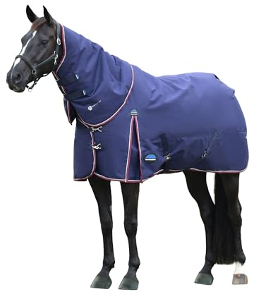WeatherBeeta ComFiTec Essential Turnout Detach-A-Neck 50G, Navy/Burgundy, 6'9