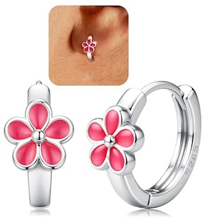 MILACOLATO Ohrringe Silber 925 Creolen für Damen Mädchen Hypoallergene | Creolen Gold/Silber Klein Kinder Huggie Ohrringe Creolen 10mm Blumen Gänseblümchen Ohrringe Mit Geschenkbox