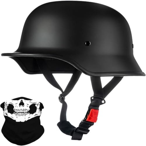 SONGDIQI Motorrad Halbhelm Retro Halbschalenhelm Deutsche Motorradhelm mit ECE Genehmigt, Vintage Offenem Helm Jet-Helm(C9,XXL(63~64cm))