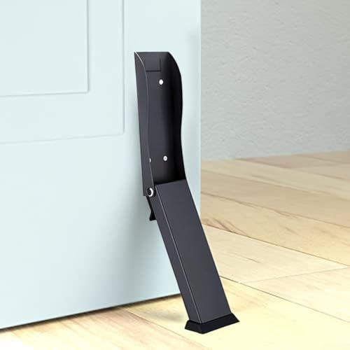 Door Stoppers Kickdown, Stainless Steel Easy Pedal Kick Down Door Stop, No Drilling, for Patio Garage Bathroom Bedroom Kitchen Front Door(Black)