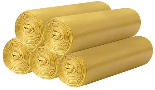 5 Rolls Bin Bags Liner 100 Counts, 10L Food Waste Bags Small Trash Bag for Bathroom, Bedroom, Office, Kitchen, Unscented Golden Bin Bags