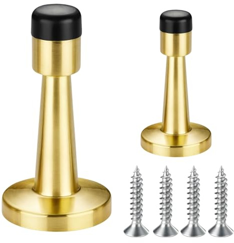 Door Stoppers for Skirtings, Wall Mounted Door Stop, Gold Door Stop with 4 Screws, Brass Door Stopper for Indoors