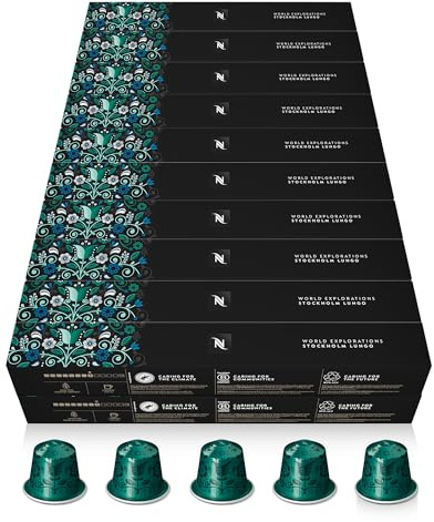 Nespresso Original - Assortiment Stockholm Lungo - 200 Capsules Café | Compatible avec machines Nespresso Original-Pour préparer café allongé ou latte-Assemblage pur Arabica intense et onctueux