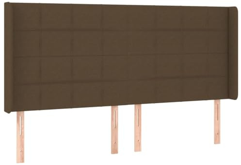 Foknhdi Höhenverstellbares Bettkopfteil 183×16×118/128 cm, Dunkelbraun Lärchenholz, Polsterung für Doppelbett