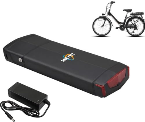 SSCYHT ,48v13.6ah, Batterie vélo électrique pour Porte-Bagages arrière 36V 48V 10,4Ah 13Ah Pack Batterie Lithium 36V 15Ah 17Ah 48V 13,6Ah Remplacement pour Moteur vélo Montagne avec feu arrière