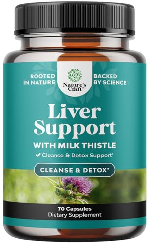 Liver Cleanse Detox & Repair - Milk Thistle Supplement for Digestion & Immune Health - Ginger Root, Choline & Dandelion Root - Herbal Liver Support with Silymarin, Beetroot & Artichoke - 70 Count