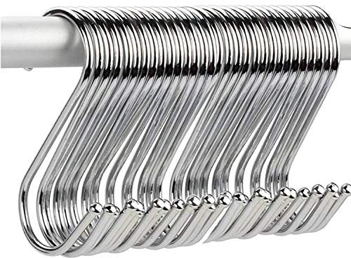 Hamosky 20PCS 4.73in/12cm Extra Large S Shaped Stainless Steel Hanging HooksSet - Ideal for Pots, Pans, Spoons & Other Kitchen Essentials - Perfect for Clothing (XXL-12CM)