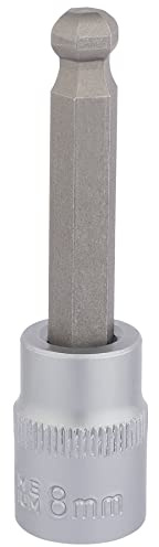 Draper 16291 3/8 Inch Square Drive Hexagonal Ball End Socket Bits, 8mm, Blue
