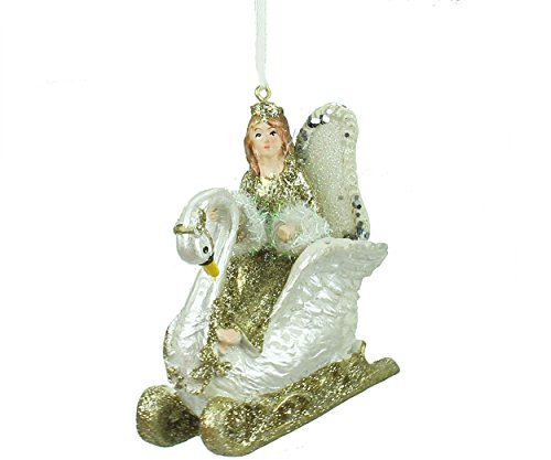 Gisela Graham, Schwanenkutsche mit Engel zum aufhängen und dekorieren, Weihnachtsschmuck, Christbaumschmuck