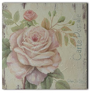 CVHOMEDECO, pittura a rilievo dipinta a mano con rose su cornice in legno, pittura ad olio per decorazione da parete, 30 x 30 cm