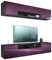 Vladon Wohnwand Mogan, Schwarz matt/Brombeer Hochglanz - Moderne Anbauwand bestehend aus 2 TV-Boards (181 x 147 x 35 cm)