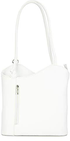 Belli italienische Ledertasche Backpack Classic 2in1 Damen Rucksack Leder Handtasche made in italy Schultertasche - 28x28x8 cm (B x H x T) (Weiß)
