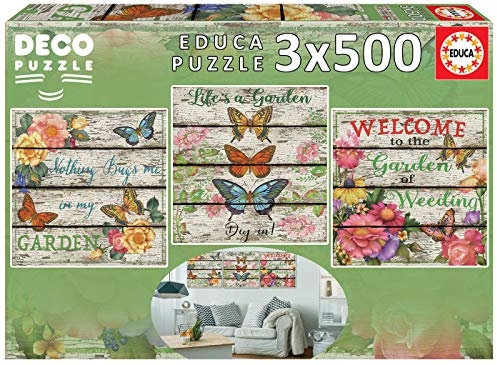 Educa 17965, Landleben, 3 x 500 Teile Puzzle für Erwachsene und Kinder ab 10 Jahren, Nostalgie, Puzzleset, Multicolor, One Size