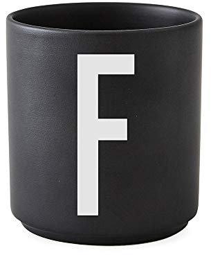 Design Letters - Personal Porzellanbecher - schwarz - F - Arne Jacobsen - Design - Tasse