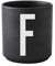Design Letters - Personal Porzellanbecher - schwarz - F - Arne Jacobsen - Design - Tasse