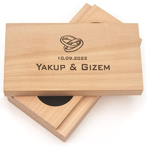 WoodBi Ringetui aus Holz mit Gravur personalisiert | für Ringe zum Hochzeitstag für Trauringe