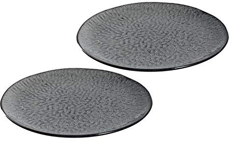 Leonardo 027001 Lot de 2 assiettes en céramique Matera Passe au lave-vaisselle Assiette avec glaçage, 2 assiettes rondes en grès Ø 27 cm Gris