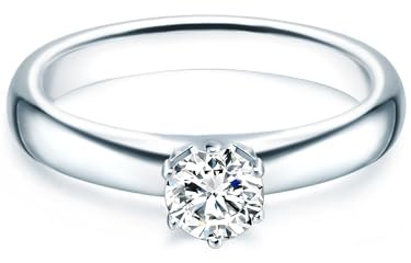 Trilani Damen Ring 925/- Sterling Silber | rhodiniert, Solitärring, Zirkonia, weiß, Brillantschliff