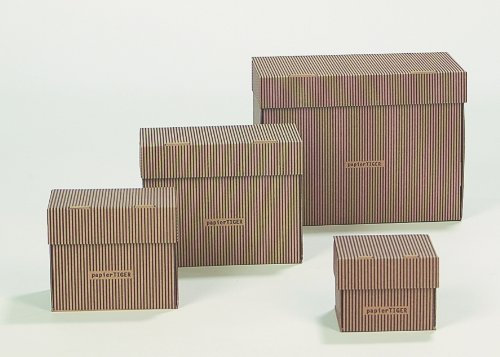 8 Papiertiger Karteikästen A6 Karton faltbar Streifendesign schwarzbraun passend für bis zu 300 Karteikarten