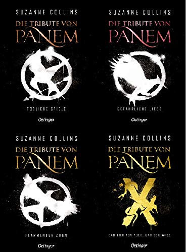 Die Tribute von Panem - Saga 1-4 | 1. Tödliche Spiele - 2. Gefährliche Liebe - 3. Flammender Zorn - 4. Das Lied von Vogel und Schlange | plus exklusive Tattoo und Lesezeichen