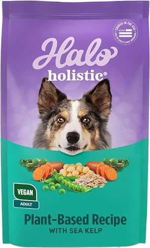 Halo Holistic Vegan Dog Food, Plant-Based Recipe with Kelp, Dry Dog Food, Complete Digestive Health, Kibble for Adult Dogs, 10 lb Bag