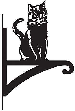 Black Country Metal Works New Sitting Cat Iron Hanging Basket Bracket