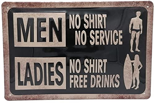 Beach Bar Blechschild - Free Drink - hochwertig geprägtes Retro Schild, Türschild, Wandschild, Kneipenschild, 30 x 20 cm (Lustiger Spruch)