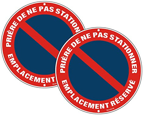 Goodvia Panneau Stationnement Interdit Aluminium Réfléchissant Rond Diamètre 300 mm, Prière De Ne Pas Stationner Emplacement Réservé Panneau Durable, Imperméable et Résistant aux UV, 2PCS