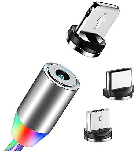 ALPHA 3 in 1 LED Flowing Magnetic Charger Cable Light Up 3 in 1 USB Cable Compatible with All Phones (Multicolour)